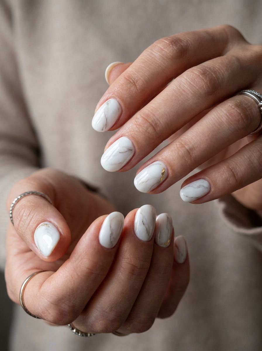 White Marble Nails